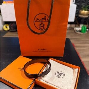Hermes Black Leather Bracelet